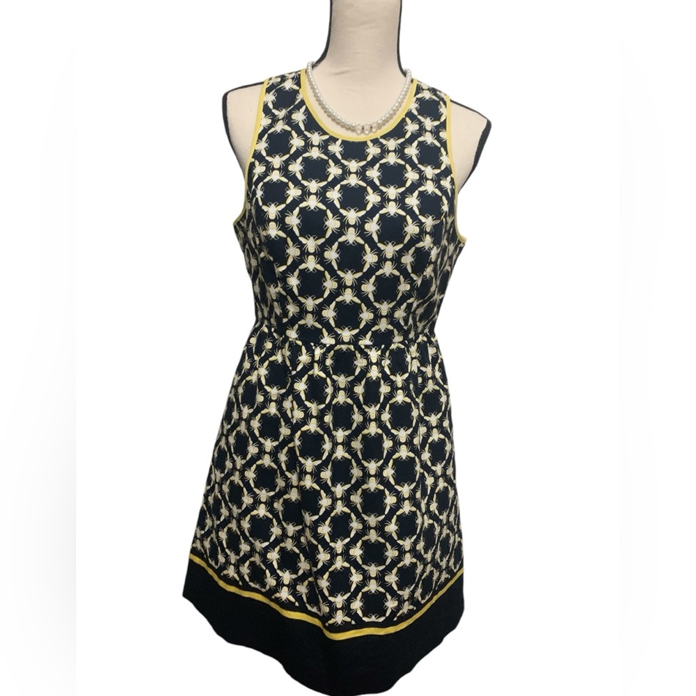 Crown & Ivy navy/yellow bumble bee print dress Sz 10P